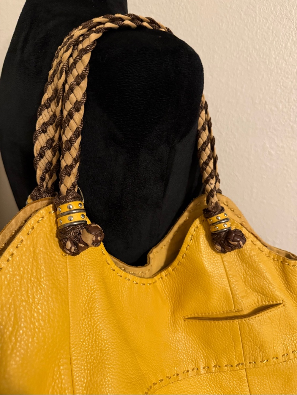 The Sak Yellow Leather Tote with Braided Handles - Picture 2 of 9